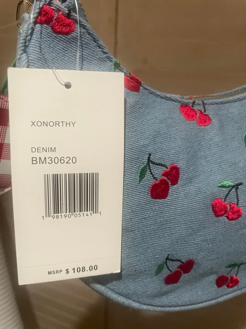 Betsey Johnson XoX Denim and Cherry Hobo Bag - Picture 5 of 10